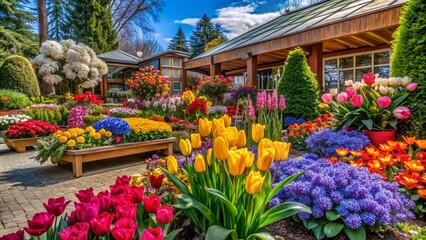 Vibrant Flower Displays in Luther Burbank Bellevue Garden Showcasing Nature's Beauty in Springtime