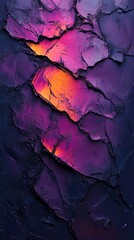 Fototapeta premium A vibrant abstract texture with purple and orange hues resembling cracked surfaces.