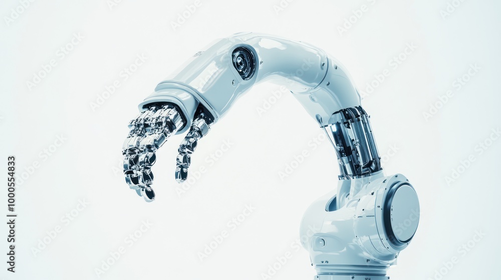 Poster a robotic arm showcasing advanced technology and precision engineering.
