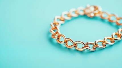 Obraz premium Elegant Gold Chain Bracelet on Vibrant Background