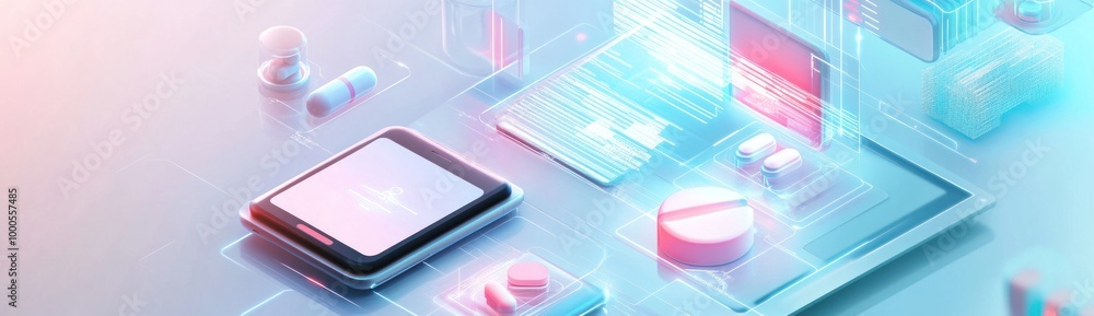 Poster digital interface with medical data and analytics.