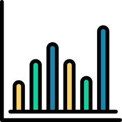 Bar Graph Colored Outline Icon Design Vector