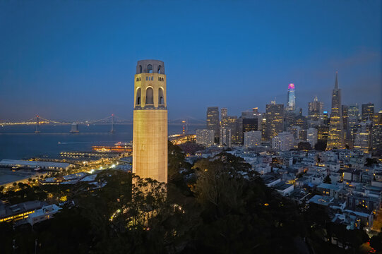 Coit Tower in San Francisco, California - Powered by Adobe