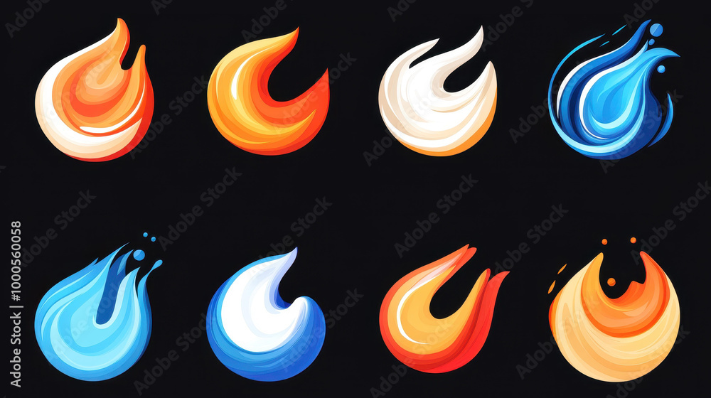 Poster vivid multicolored abstract shapes on a dark background create dynamic flow, perfect for modern desi