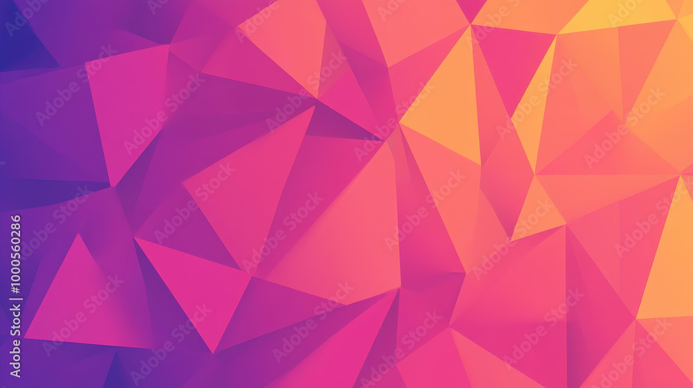 Poster experience vibrant 2d triangular shapes with depth, blending modern styles and cartoon textures for 