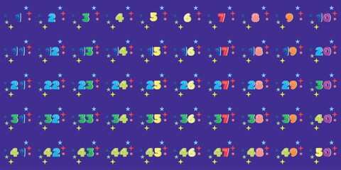 Numbers, 1 to 50 full color children's premium logo icons