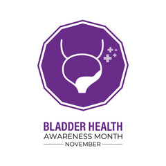 bladder health awareness month is november. Banner poster, flyer and background design template. Vector illustration.