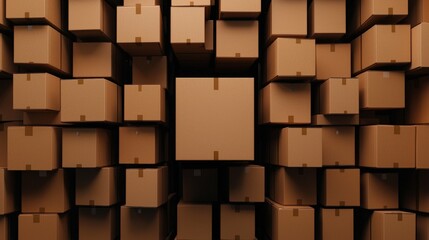 Cardboard Boxes Stacked in Warehouse   Shipping  Logistics  Distribution Concept