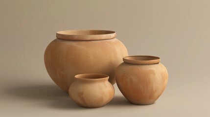 Artisanal Ceramic Vessels in Earthy Tones and Organic Shapes for Home Decor