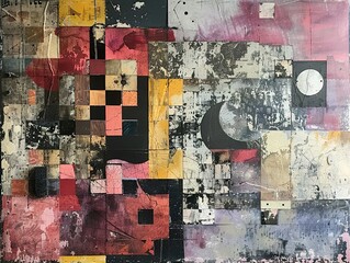 Fototapeta premium Abstract Collage Art with Geometric Shapes and Textures