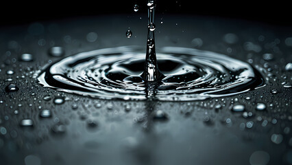 close-up image capturing the dynamic moment of water drops splashing on the surface