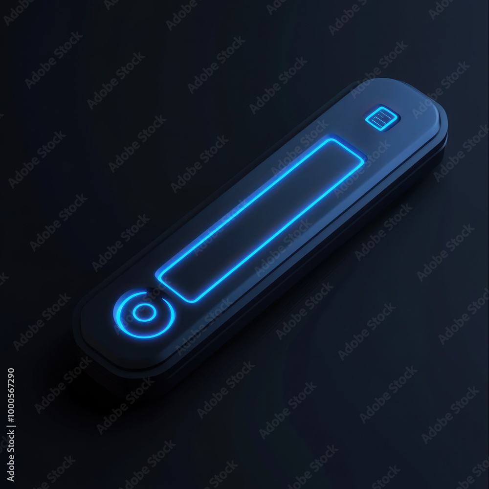 Aufkleber a sleek, illuminated device with a digital display, suggesting a modern tech interface.