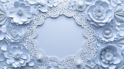 Lace Paper Cutouts, intricate paper art designs inspired by lace, with copy space, International Lace Day
