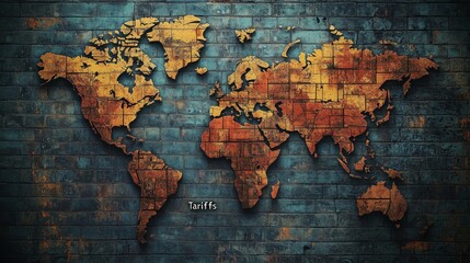 World Map with Walls and Tariff Labels