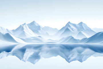 Fototapeta premium Answer: Snow-covered mountain peaks rise against a winter sky in a cold, icy landscape