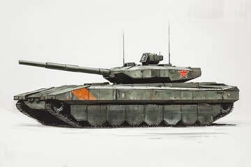 Military Tank Illustration with Red Star Emblem