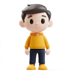 Fototapeta premium happy boy character 3d icon in cartoon style