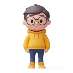 intelligent boy character 3d icon in cartoon style