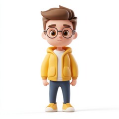 school boy character 3d icon in cartoon style