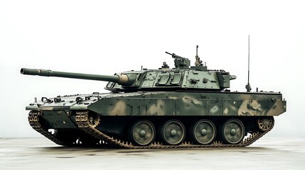 Modern Military Tank with Camouflage