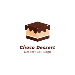 Choco chocolate dessert Box logo design concept