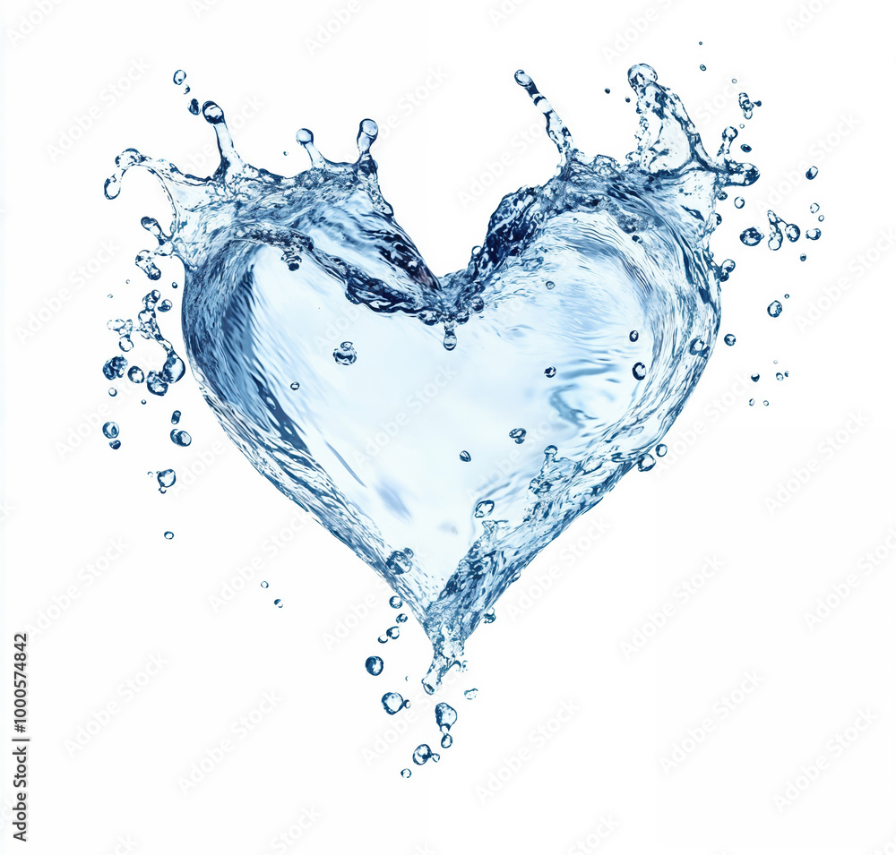 Aufkleber water splashing in the shape of a heart on white background