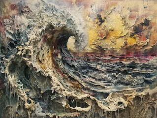 Fototapeta premium Abstract Ocean Wave Painting - Contemporary Art Landscape
