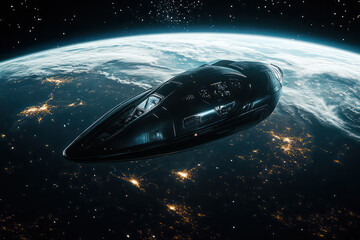 spaceship and planet