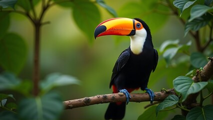 Fototapeta premium High Quality Toucans Bird on a branch, Natural Birds Animals Photoshoot, Macro Photography