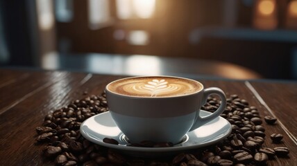 Coffee cup and seed in coffee shop
