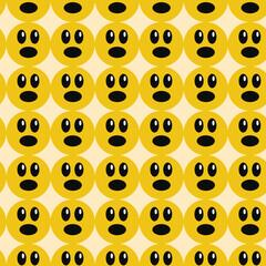 Round abstract faces with different emotions. Seamless background with various colorful characters. cartoon style. flat design. Set of vector emoticons for print, paper, fabric.
