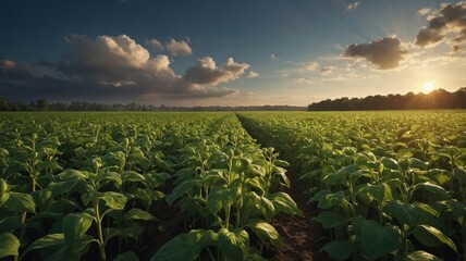 soya field in the morning