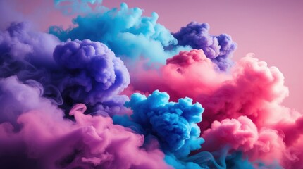 Fototapeta premium A breathtakingly detailed illustration of abstract, vibrant smoke with rich hues of lavender, cobalt blue, and rose pink that gently swirl and merge into one another
