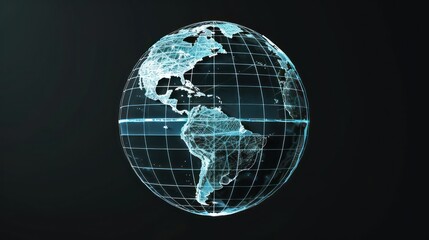 Naklejka premium Simple Wireframe Globe with No Continents | 8K Geometric Globe, Abstract World Map, Global Design