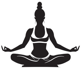 Silhouette of yoga woman, Yoga vector, Female exercise yoga