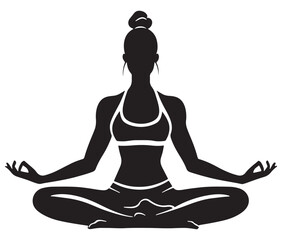 Silhouette of yoga woman, Yoga vector, Female exercise yoga
