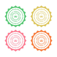 Four circular seals featuring crown, stars, Best Premium text suitable for luxury branding and certificate