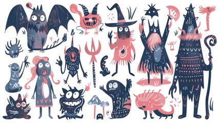Colorful Eclectic Collection of Quirky and Unique Fantasy Monsters and Creatures
