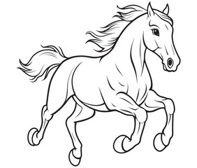 Horse silhouette isolated on white, Jumping outline horse, Horse animal vector