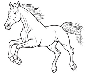 Horse silhouette isolated on white, Jumping outline horse, Horse animal vector