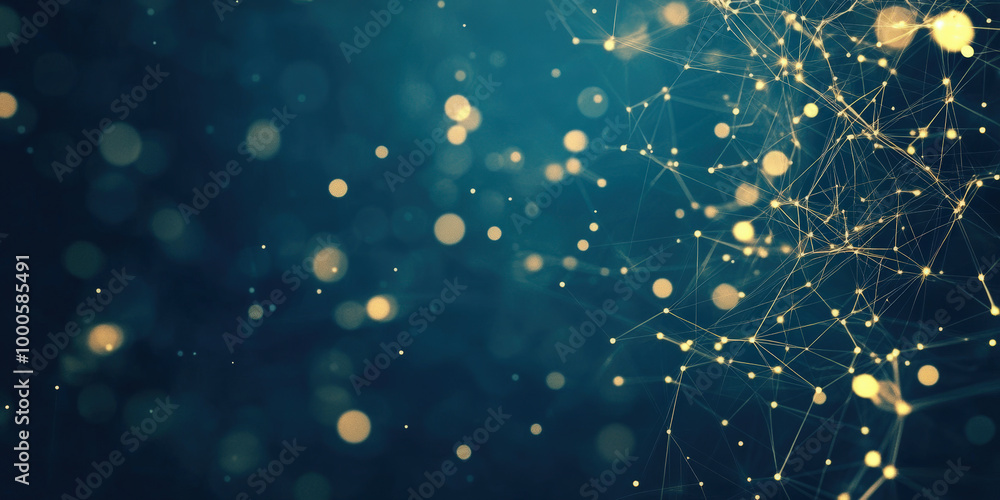 Aufkleber abstract image of interconnected glowing dots forming a network against a dark blue background, illu