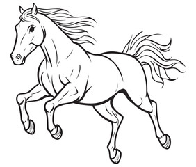 Horse silhouette isolated on white, Jumping outline horse, Horse animal vector