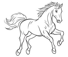 Horse silhouette isolated on white, Jumping outline horse, Horse animal vector