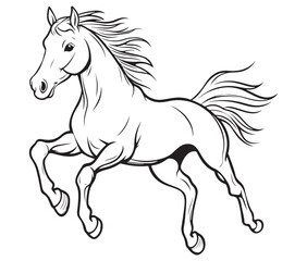 Horse silhouette isolated on white, Jumping outline horse, Horse animal vector