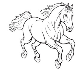 Horse silhouette isolated on white, Jumping outline horse, Horse animal vector