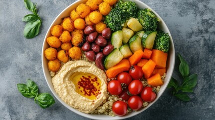 Colorful Buddha Bowl with Quinoa and Fresh Vegetables