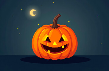 Halloween pumpkin Poster, banner or background for Halloween Party with scary pumpkins. Halloween night spooky background with pumpkins and flying bats. Art cover horror night