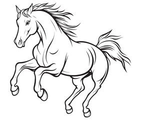 Horse silhouette isolated on white, Jumping outline horse, Horse animal vector