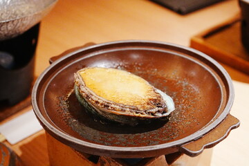 Japanese Food, Steamed Abalone - 日本料理 あわびの蒸し焼き