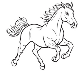 Horse silhouette isolated on white, Jumping outline horse, Horse animal vector